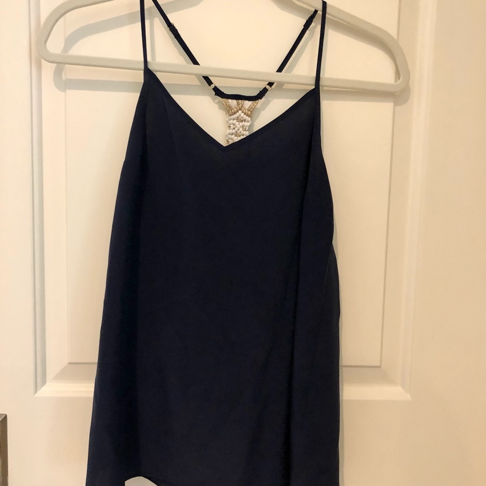 Lilly Pulitzer Navy blue silk tank top.